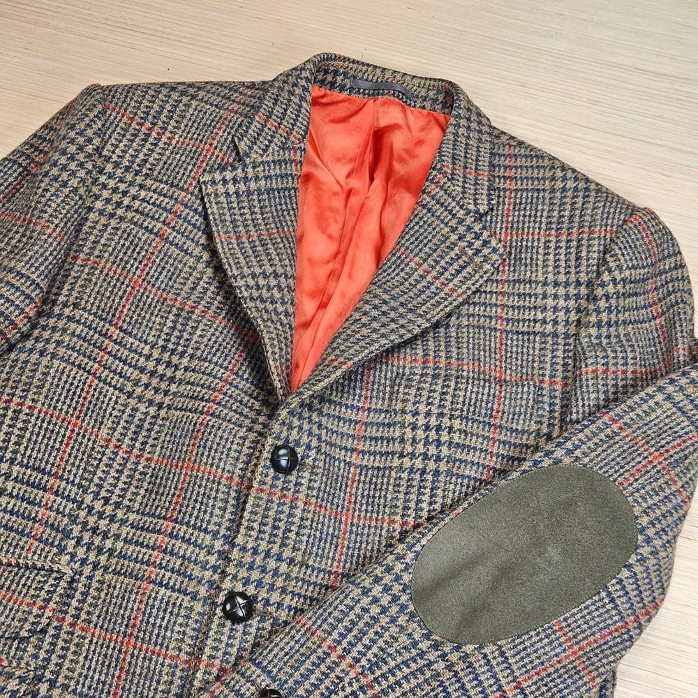 Magee Kevin & Howlin Donegal Tweed Sport Coat Men 42 R Brown Plaid Elbow Patch